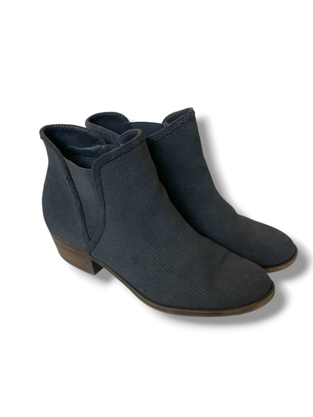 Kensie Gerona Black Ankle Boots Women’s Leather Textured Low Heel Booties - Picture 10 of 10